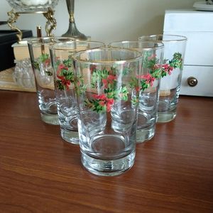 Libby Vintage Christmas Holly Glasses 5